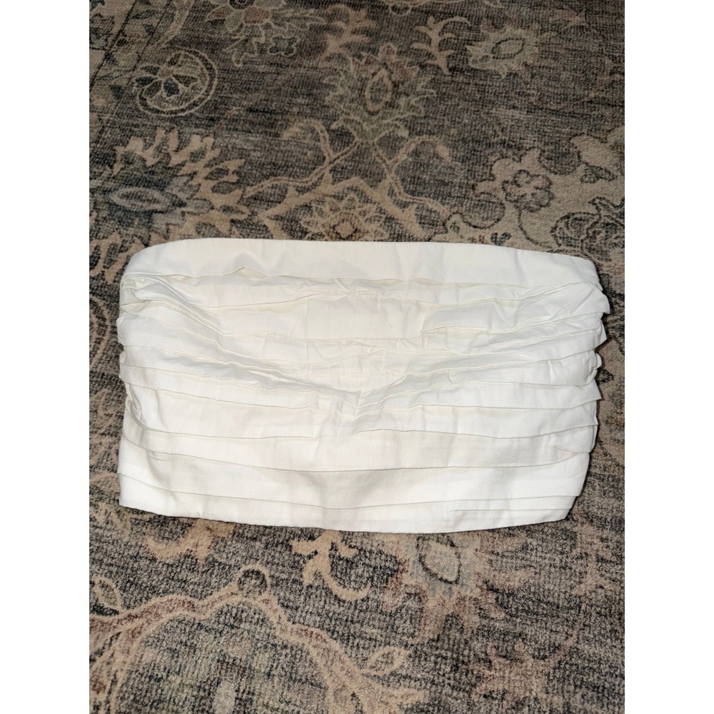 Abercrombie & Fitch Linen White Ruffled Tube Top Strapless Tank